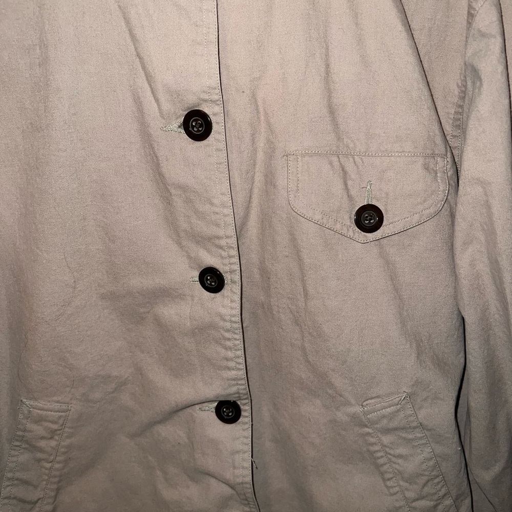 Cherokee Khaki Tan Button Up Long Sleeve Utility Jacket  Y2K Plaid Lining Size S - Picture 9 of 12